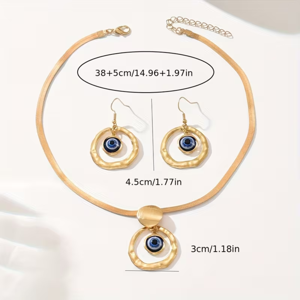 Set Collar y Aretes Ojo Turco