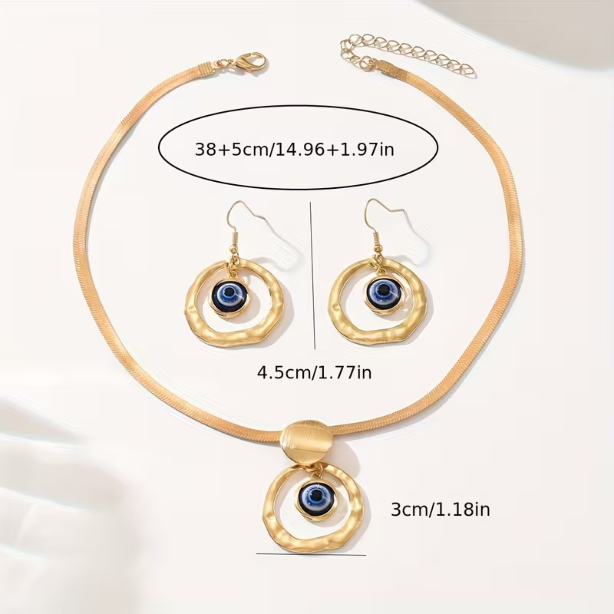 Set Collar y Aretes Ojo Turco