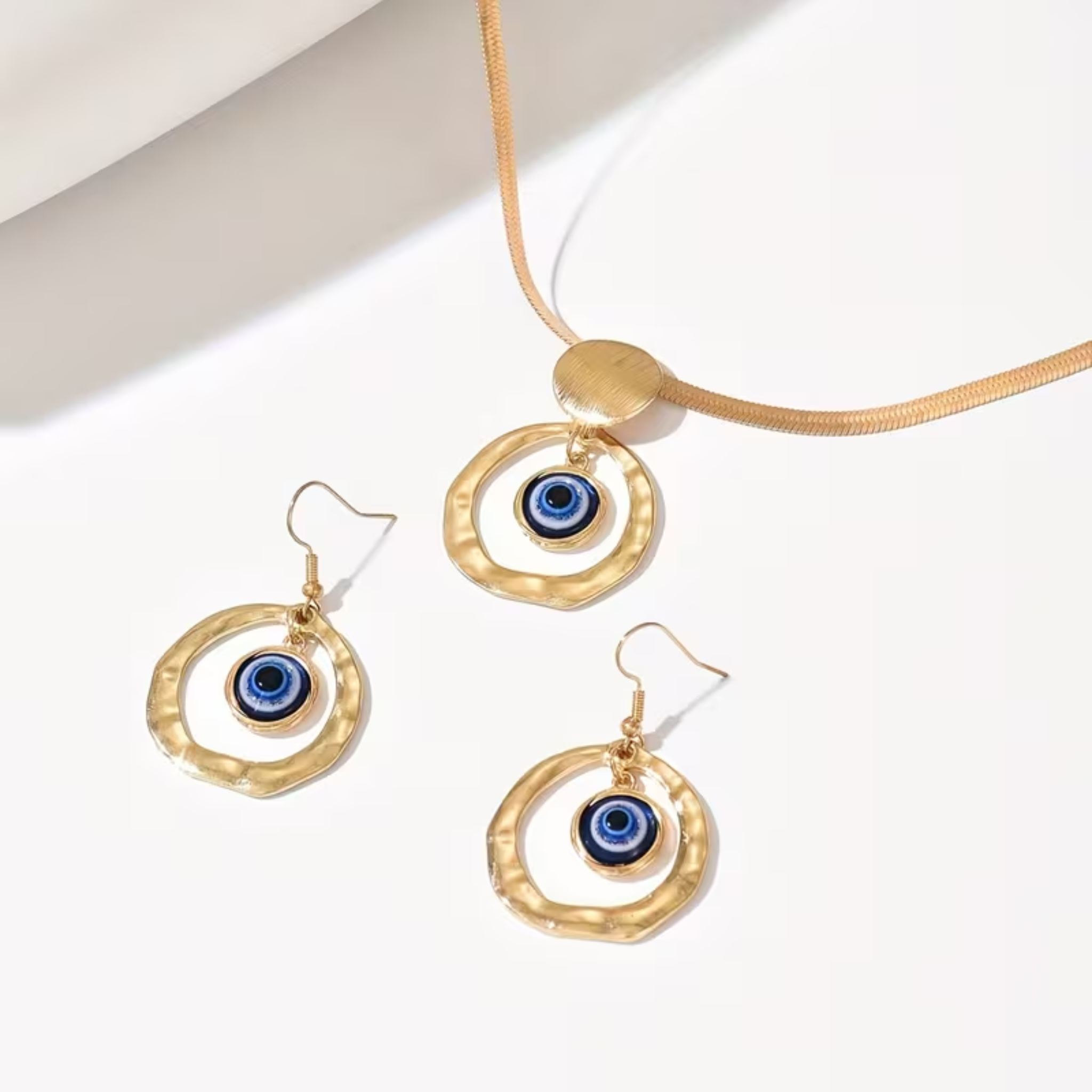 Set Collar y Aretes Ojo Turco