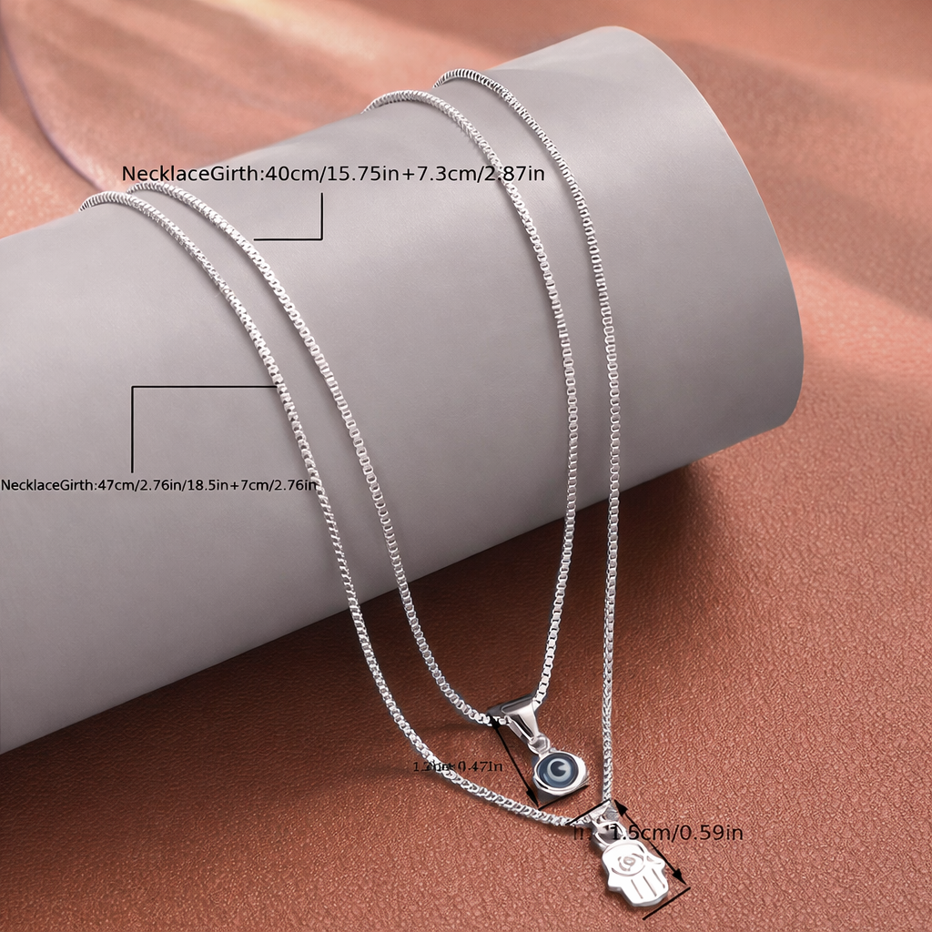 Collar Doble Ojo Turco & Mano de Fátima